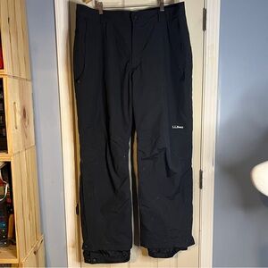 LL Bean Snow Pants Men XL Black Waterproof Insulated Ski Winter Nylon Cold Gear